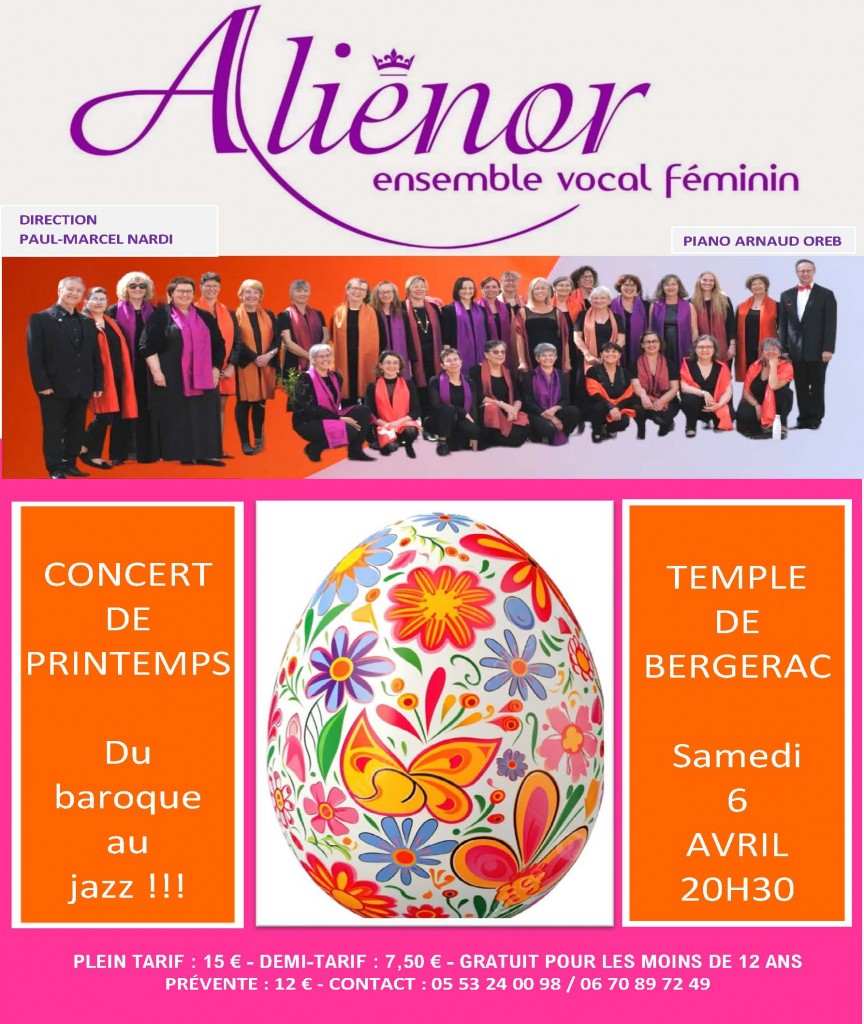 AFFICHE CONCERT ALIENOR BERGERAC 9 AVRIL 2024