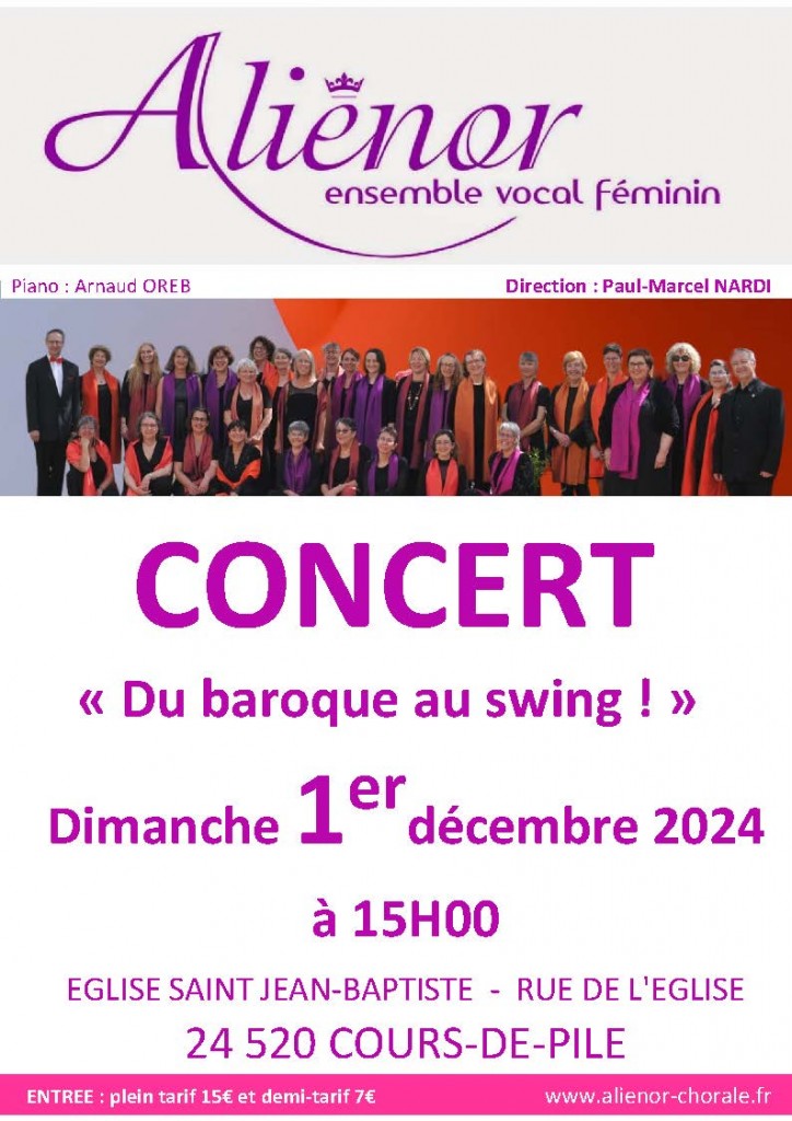 AFFICHE CONCERT ALIENOR EGLISE COURS-DE-PILE 1 DECEMBRE 2024 VD
