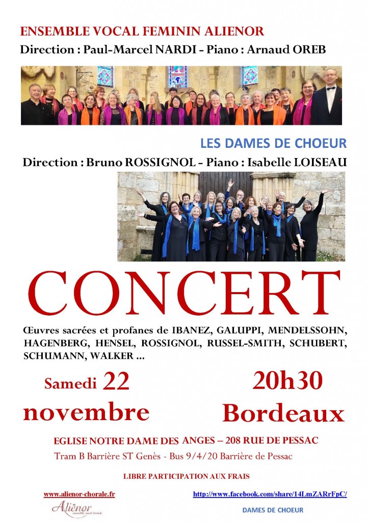 AFFICHE DAMES DE CHOEUR ALIENOR BORDEAUX 22 NOVEMBRE 2025 VD 29102025